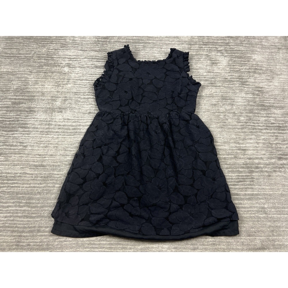 Tulle Anthropologie Dress Womens Large Black Sleeveless Floral Overlay Short